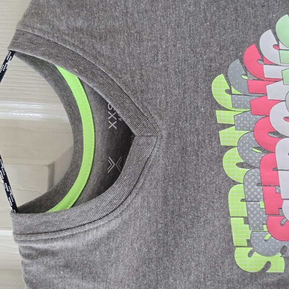 2 XERSION GIRLS SHORT SLEEVE TEE SHIRTS BLUE WORK HARD AND GRAY STRONG SIZE XXS - Picture 10 of 12